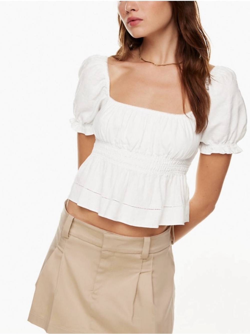 Aritizia Neck Puff Sleeve Top - White